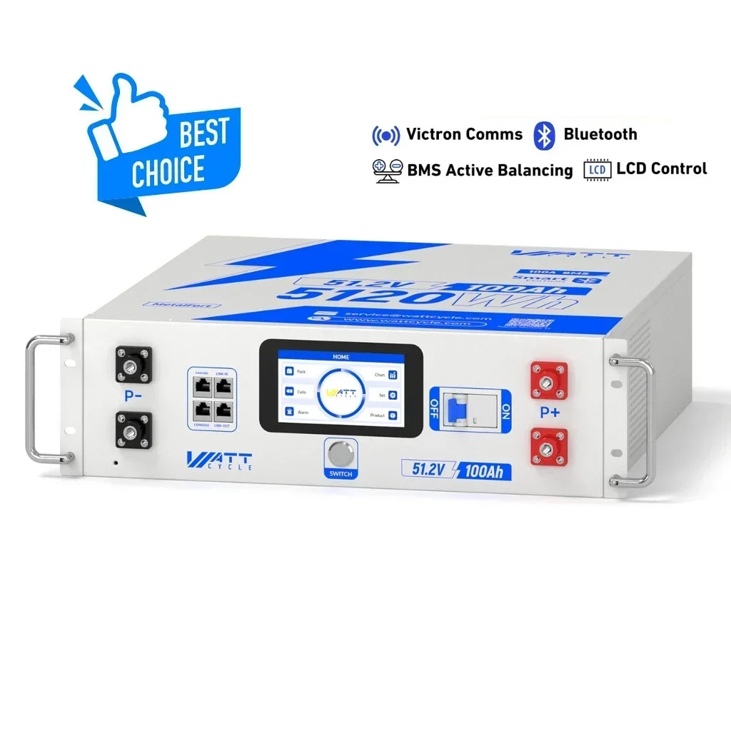 WattCycle 48V 100Ah LiFePO4 Server Rack Battery V2.5