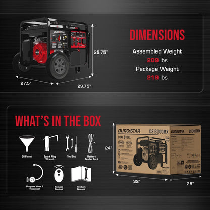 DuroStar DS13000MX 13000W Dual Fuel Portable Generator